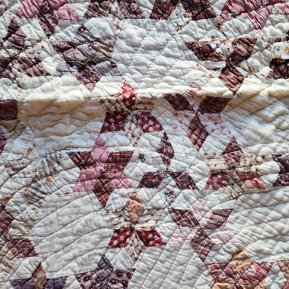 ANTIQUE Seven‎ Sisters Baptist Circle pattern handmade quilt 1880s